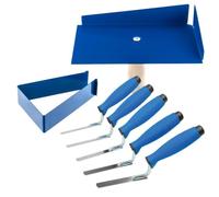 Pointing Brickwork Hawk with 5 Finger Pointing Trowel Set, Mortar Holder with Wooden Handle, Powder-Coated Steel Plate for Masonry, Horizontal & Vertical Joint Repair, DIY & Professional Use