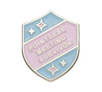 Pointless Meeting Survivor Enamel Lapel Pin Shield Badge Brooch Workplace Sarcasm Achievement Series Metal Badge Brooch For Backpacks and Coat, one size, Alloy Steel, no gemstone