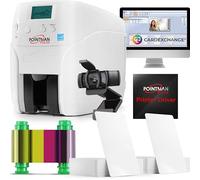 Pointman PULSE 100 Printer Bundle - ID Card Printer Bundle - 200 Cards - Dye-Sublimation Ribbon - CardExchange ID Card Design Software (Singe Sided)