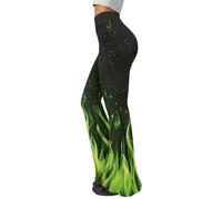 Pointodoor Christmas Flare Yoga Pants for Women High Waist Tummy Control Yoga Leggings Bootcut Workout Pant，S-2Xl, Green Fire Flame, Large