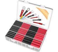 Pointool Wire Heat Shrink Tubing Kit-280Pcs 3:1 Heat Shrink Tube Wire Shrink Wrap Electrical Waterproof Automotive Marine Heat Shrink Wrap Tubing Assortment with Adhesive Lined for Wires, Black&Red