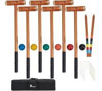 Pointyard 35’’ Six Player Croquet Set, Deluxe Croquet Set with Wooden Mallets/Colored Ball/Wickets/Stakes for Adults/Teens/Family-Perfect for Lawn/Backyard Game/Park (Includes Carry Bag)