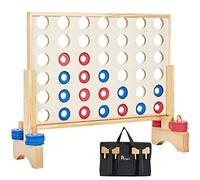 Pointyard Giant Wooden 4 in a Row Game 2.8Ft, Outdoor Jumbo Yard Game for Famlies Adults, 42 Pcs Chips & Durable Carrying Bag, Halloween Christmas Party Game Gifts for Kids & Adults