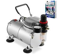 PointZero 1/5 HP Airbrush Compressor with Regulator, Gauge and Water Trap - Quiet Portable Air Pump Silver