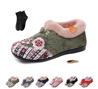POIOZXD Dritnow Boots, Dritnow Women's Warm Floral Winter Ankle Boots-Cozy, Lightweight & Non-Slip Embroidered Everyday Shoes for Elderly Mom Wears (Green,3)