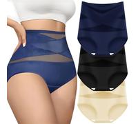 POIOZXD High-Waist Tummy Control Seamless Shaping Panties, Women's High-Waist Tummy Control Seamless Boyshorts Silky Full Coverage Shapewear Underwear (3 Pcs-8,Medium)