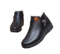 POIOZXD Women's Comfortable Style Fashionable Warm Casual Shoes, Women's Waterproof Orthopedic Warm Boots Winter Non-slip Plush Lined Ankle Middle-aged Boots Booties (Black,2.5)