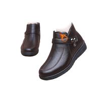 POIOZXD Women's Comfortable Style Fashionable Warm Casual Shoes, Women's Waterproof Orthopedic Warm Boots Winter Non-slip Plush Lined Ankle Middle-aged Boots Booties (Yellow/brown,5)