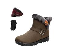 POIOZXD Women's Winter Waterproof Non-Slip Warm Plus Fleece Snow Boots,Fur Lined Winter Ankle Booties Comfortable Middle-aged Boots Outdoor Cotton Walking Shoes (Green,38EU)