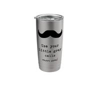 Poirot, USE Your Little Grey Cells, Books Stainless Steel Insulated Tumbler