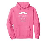 POIROT USE YOUR LITTLE GREY CELLS Pullover Hoodie, Adult Unisex, Bright Pink, Large