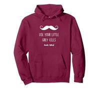 POIROT USE YOUR LITTLE GREY CELLS Pullover Hoodie, Adult Unisex, Burgundy, X-Large
