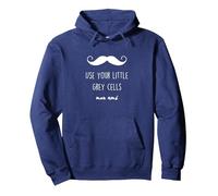 POIROT USE YOUR LITTLE GREY CELLS Pullover Hoodie, Adult Unisex, Navy Blue, Large