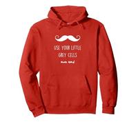 POIROT USE YOUR LITTLE GREY CELLS Pullover Hoodie, Adult Unisex, Red, Large