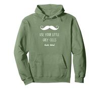 POIROT USE YOUR LITTLE GREY CELLS Pullover Hoodie, Adult Unisex, Sage Green, Medium