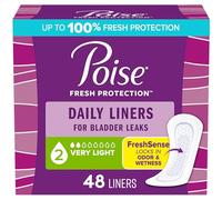 Poise Daily Incontinence Panty Liners, 2 Drop Very Light Absorbency, Regular, 48 Count of Pantiliners, Packaging May Vary