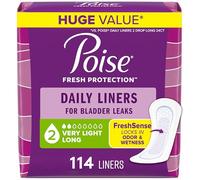 Poise Daily Liners, Incontinence Panty Liners, 2 Drop Very Light Absorbency, Long Length, 114 Count of Pantiliners, Packaging May Vary