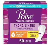 Poise Daily Thong Liners, Incontinence Panty Liners for Bladder Leaks, 1 Drop Lightest Absorbency, 50 Count of Pantiliners