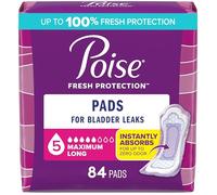 Poise Incontinence Pads, Maximum Absorbency, Long, 84 Count (2 Packs of 42) (Packaging May Vary)