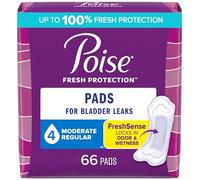 Poise Incontinence Pads, Moderate Absorbency, Regular, 66 Count