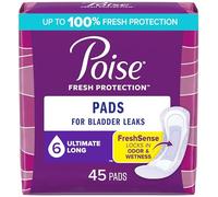 Poise Incontinence Pads, Original Design, Ultimate Absorbency, Long, 45 Count
