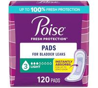 Poise Incontinence Pads & Postpartum Incontinence Pads, 3 Drop Light Absorbency, Regular Length, 120 Count (4 Packs of 30), Packaging May Vary