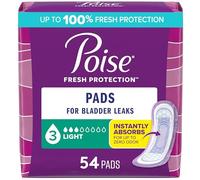 Poise Incontinence Pads & Postpartum Incontinence Pads, 3 Drop Light Absorbency, Regular Length, 54 Count, Packaging May Vary
