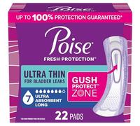 Poise Ultra Thin Incontinence & Postpartum Pads for Bladder Leaks, 7 Drop Ultra Absorbency, Long Length, 22 Count (Packaging May Vary)