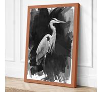 Poised Egret Japandi Canvas Wall Art Print 24x16 Inch (61 x 41 cm)