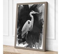 Poised Egret Japandi Canvas Wall Art Print 30x20 Inch (76 x 51 cm)