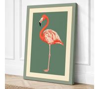 Poised Flamingo Botanical Canvas Wall Art Print 18x12 Inch