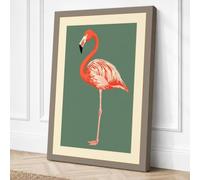 Poised Flamingo Botanical Canvas Wall Art Print 24x16 Inch