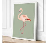 Poised Flamingo Minimalist Canvas Wall Art Print 24x16 Inch