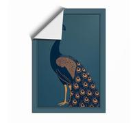 Poised Peacock Modern Unframed Wall Art Print A3 (42×29.7cm), Wall Decor for Living Room, Bedroom, Office & Home, Art Gift