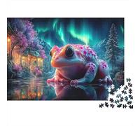 Poison Dart Frog 1000 Pc 100% Recycled Cardboard Puzzle Pink Frog Water Reflection Jigsaw for Women Men Travel Jigsaw After-school Activity Beautiful Decoration Puzzle 38x26cm/1000pcs