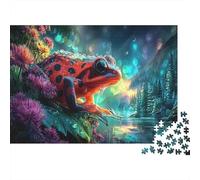 Poison Dart Frog 1000 Piece Premium Cardboard Jigsaw Puzzle Educational Learning Brain Training for Teens 12-18 Kids Red-Black Frog Water Scene Puzzle Beginners 70x50cm/1000pcs