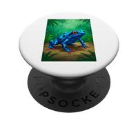 Poison Dart Frog deadly toxin tropical rainforest blue comic PopSockets Adhesive PopGrip