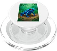 Poison Dart Frog deadly toxin tropical rainforest blue comic PopSockets PopGrip for MagSafe