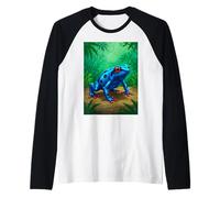 Poison Dart Frog Deadly Toxin Tropical Rainforest Blue Comic Raglan Baseball Tee