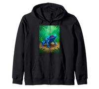 Poison Dart Frog deadly toxin tropical rainforest blue comic Zip Hoodie