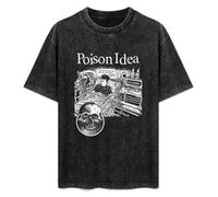 Poison Idea Punk Rock Band Men's Summer Casual Wash Tee Tops Size S Black