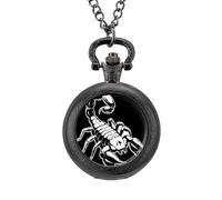 Poison Scorpion Vintage Pocket Watch Alloy Pendant Watches Necklace Gift for Men Women Black-Style