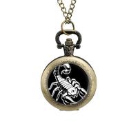Poison Scorpion Vintage Pocket Watch Alloy Pendant Watches Necklace Gift for Men Women Coppery-Style