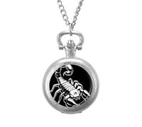 Poison Scorpion Vintage Pocket Watch Alloy Pendant Watches Necklace Gift for Men Women Silver-Style