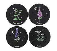 Poisonous Plants Coaster Set - Set of 4 Heat-Resistant MDF Coasters with Botanical Illustrations for Unique, Gothic-Inspired Home Decor