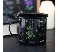 Poisonous Plants Enamel Mug - Gothic Dark Botanical Coffee Cup 500Ml