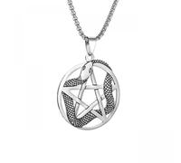 Poisonous Python Coiled Witchcraft Pentagram Pendant Necklace for Men Personalized Punk Jewelry Gift