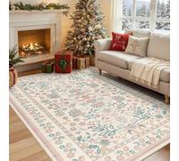 Poisrien Runner Rug 80x160cm Hallway Machine Washable Kitchen Non Slip Long Carpet Home Decor Bedroom Accent Throw Rug for Bathroom Office Laundry Dining Living Room Traditional Floral Beige