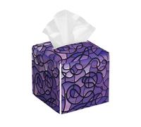 POIUBLE Abstract Purple Stained Glass Tissue Box Cover Leather Tissue Box Holder Square Facial Paper Organizer Dispenser for Bathroom Kitchen Bedroom Vanity Countertop Night Stands
