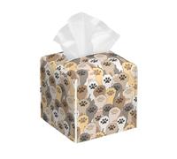 POIUBLE Cute Cat Paws Tissue Box Cover Leather Tissue Box Holder Square Facial Paper Organizer Dispenser for Bathroom Kitchen Bedroom Vanity Countertop Night Stands